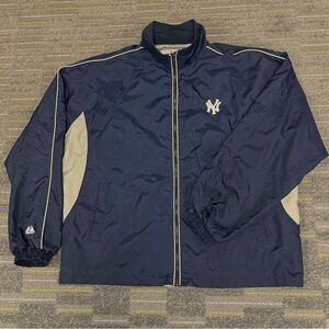 Majestic New York Yankees Jacket Mens XL Navy Full Zip Nylon Windbreaker MLB